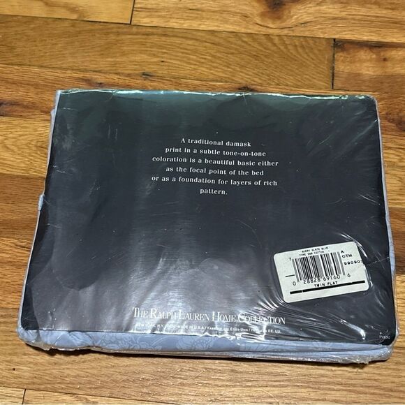 Ralph Lauren Light Blue Flat Sheet twin size damask NIP - Picture 3 of 8